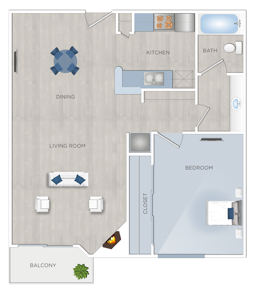 One Bedroom Apartments in Hancock Park - Chelsea Court - K